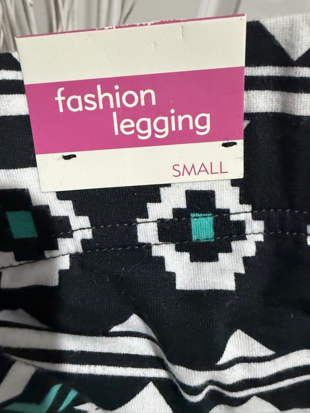 Vanity Black, White & Teal Aztec Print Leggings - Picture 3 of 4